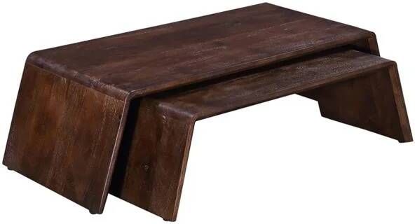 Giga Meubel Salontafel Bruin Set van 2 Mangohout 115x50x34cm