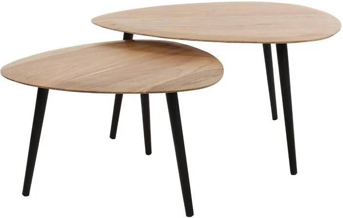 Giga Meubel Salontafel Driehoek Naturel Acaciahout Set Van 2