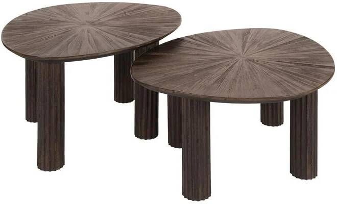 Giga Meubel Salontafel Driehoekig Set Van 2 Teakhout Maya