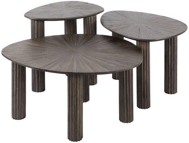Giga Meubel Salontafel Driehoekig Set Van 3 Teakhout Maya