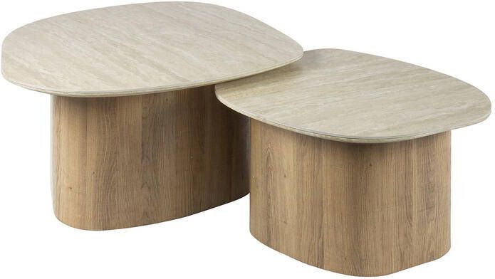 Giga Meubel Salontafel Kiezel Keramiek 90x43x40cm Set van 2