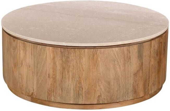 Giga Meubel Salontafel Elan Rond Travertin Naturel 90x90x35cm