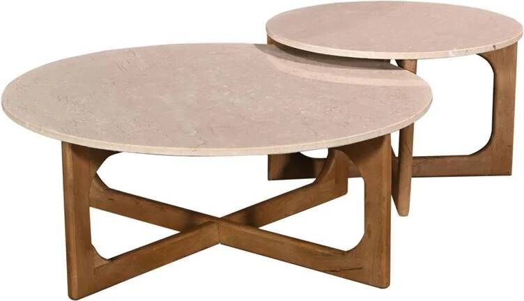 Giga Meubel Salontafel Marmer Naturel Set Van 2 90cm Lino