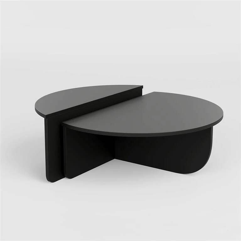 Giga Meubel Salontafel Melamine Zwart Rond Ø90x35cm Podium