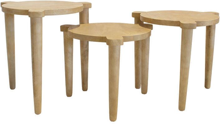 Giga Meubel Salontafel Naturel Mangohout Set Van 3 Jiska