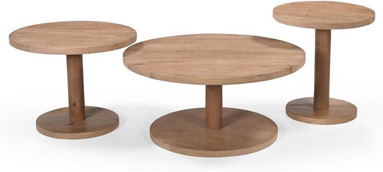 Giga Meubel Salontafel Naturel Mangohout Set Van 3 Nao