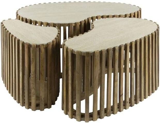 Giga Meubel Salontafel Organisch Travertin|Hout Set Van 3 Nuovo