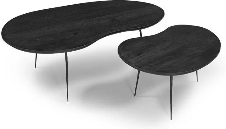 Giga Meubel Salontafel Organisch Zwart Mangohout Set Van 2 Fenne