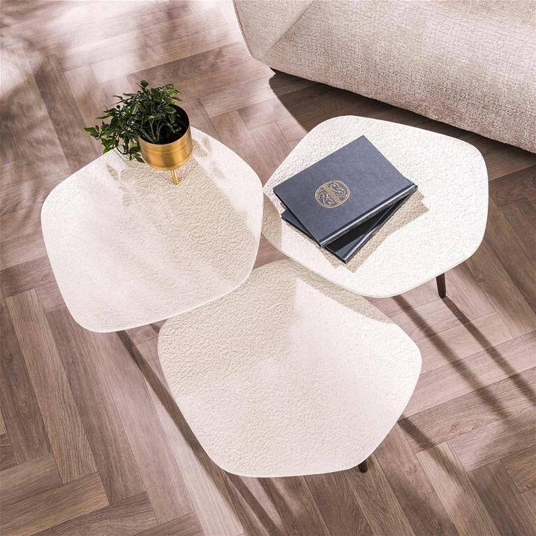 Giga Meubel Salontafel Organisch Beige Marmer Composiet Set Van 3 42x47x40cm