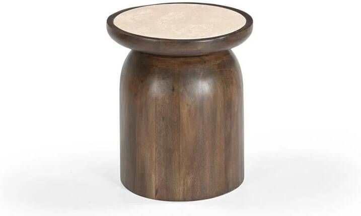 Giga Meubel Salontafel Rond Ø38cm Bruin Marmer Kaja