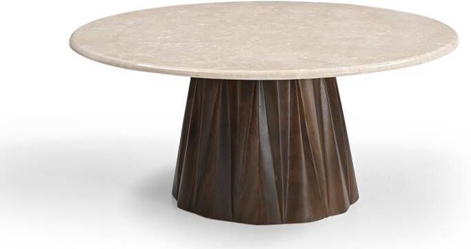 Giga Meubel Salontafel Rond 75cm Marmer|Mangohout Faiza