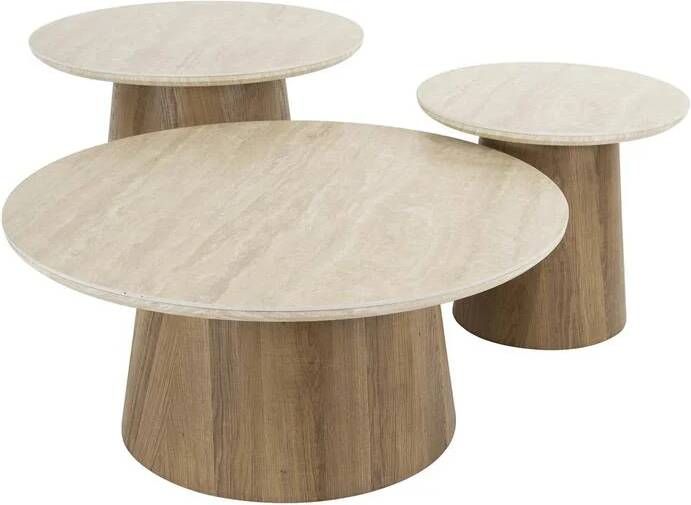 Giga Meubel Salontafel Rond Keramiek 80x80x35cm Set van 3