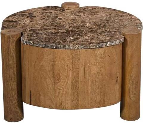 Giga Meubel Salontafel Rond Marmer 60cm Naturel Mangohout