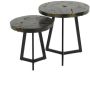 Giga Meubel Salontafel Set van 2 Black and Gold Rond Teakhout - Thumbnail 2