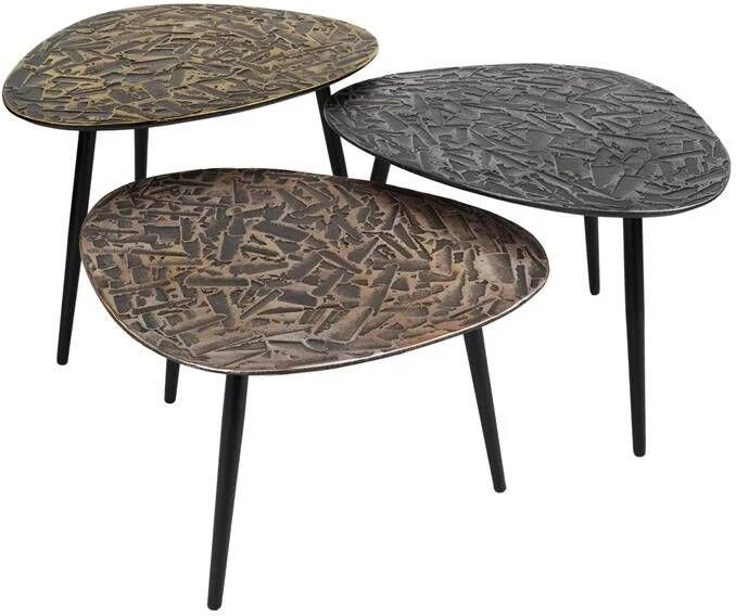 Giga Meubel Salontafel Vierhoek Metaal Set Van 3 Patina