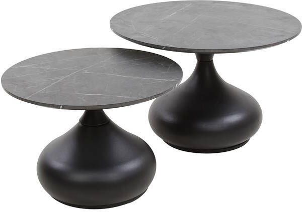 Giga Meubel Salontafel Zwart Hout|Metaal Set Van 2 60x60x40cm