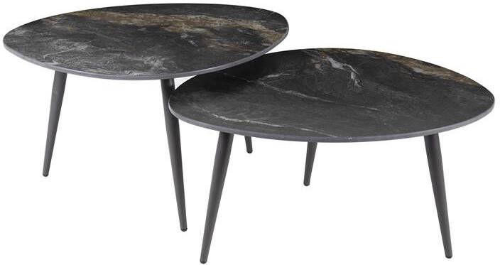 Giga Meubel Salontafel Zwart Keramiek 70x58x40cm Set Van 2