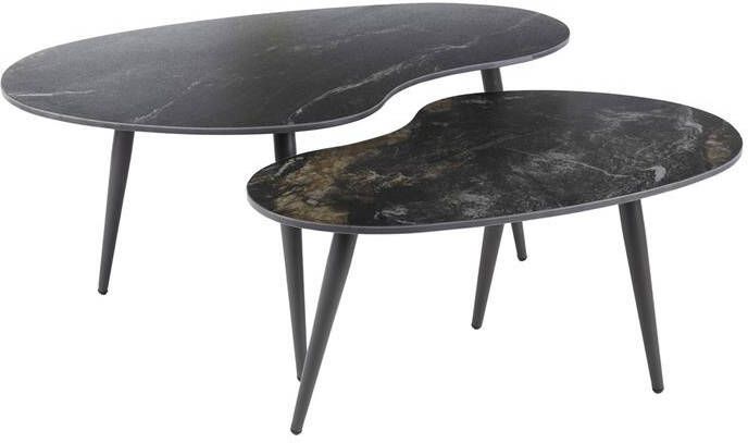 Giga Meubel Salontafel Zwart Keramiek 91x55x35cm Set Van 2