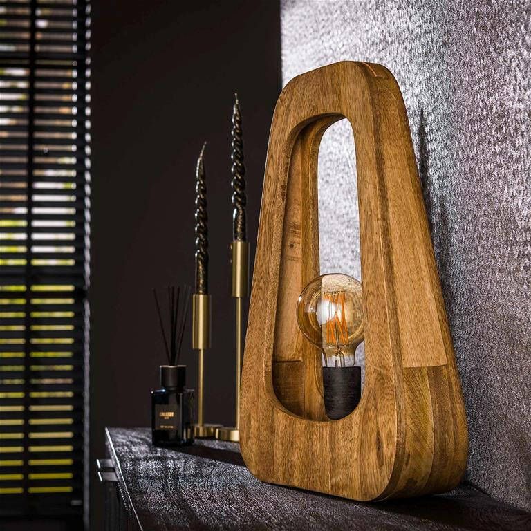 Giga Meubel Tafellamp Naturel Mangohout 1-Lichts 35x11x50cm