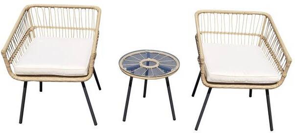 Giga Meubel Tuinset Rattan 2 Stoelen & 1 Tafel Incl. Kussen