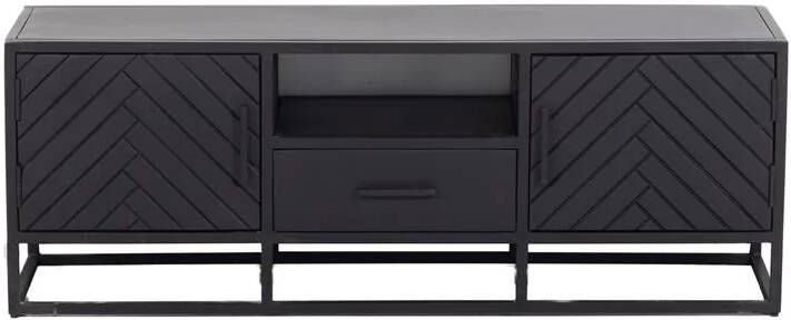Giga Meubel Tv Meubel Zwart Visgraat Mangohout 140cm Kast Isa