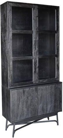 Giga Meubel Vitrinekast Romee Zwart 100cm Mangohout