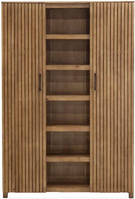 Giga Meubel Wandkast Naturel Mangohout 140x40x210cm Tobi