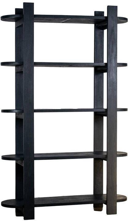 Giga Meubel Wandkast Zwart 160x38x190cm Mangohout Kast Luuk