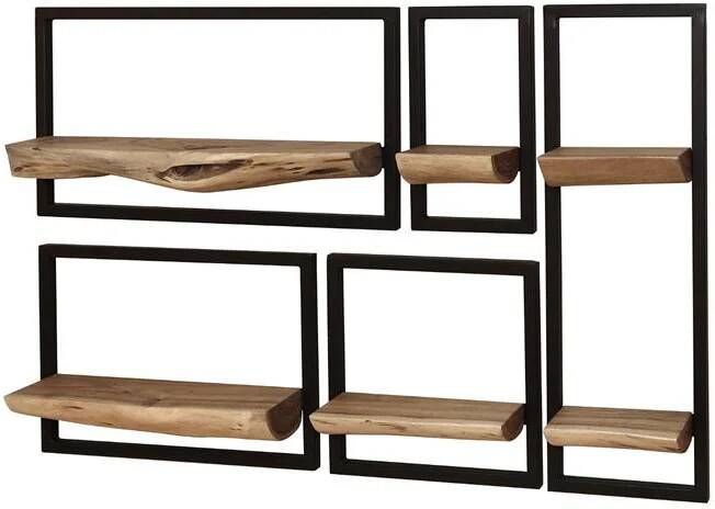 Giga Meubel Wandrek Rechthoek Naturel Acaciahout Set Van 5