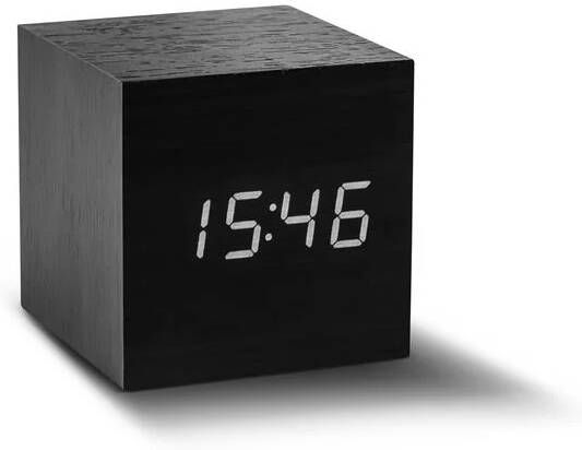 Gingko Cube Click Clock wekker zwart witte led