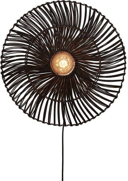 GOOD&MOJO Wandlamp Zanzibar Rotan Zwart Ø55cm