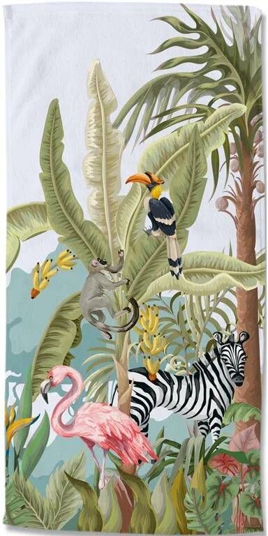 Good Morning Kinder Strandlaken Velours Jungle Party 75x150cm multi