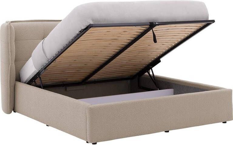 Goossens Gestoffeerd Bedframe Canon 180 x 200 Stof boucle licht