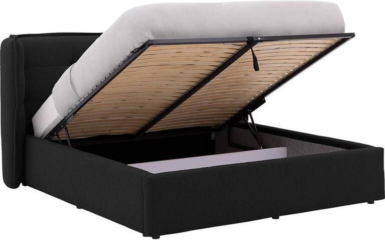 Goossens Gestoffeerd Bedframe Canon 180 x 200 Stof boucle zwart