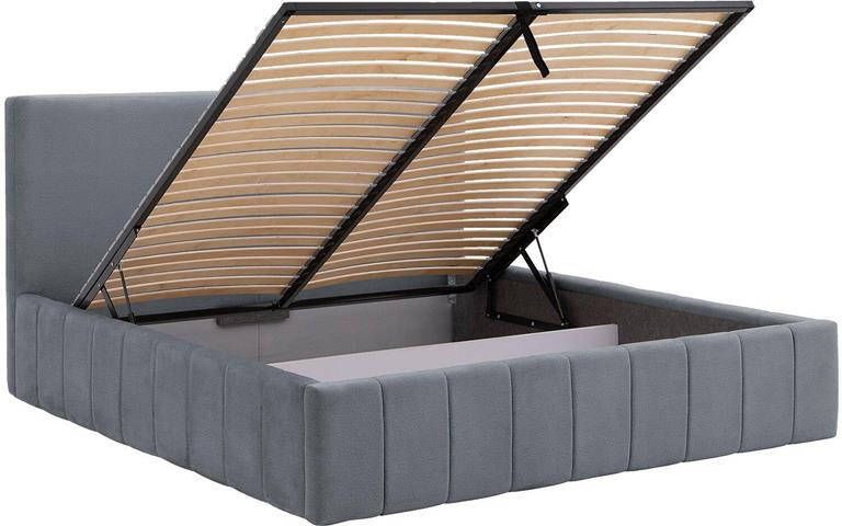 Goossens Bedframe Carte 180 x 200 Velours middengrijs 23 Fluweel