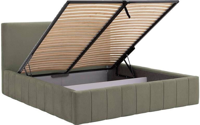 Goossens Bedframe Carte 140 x 200 Velours groen 11 Fluweel