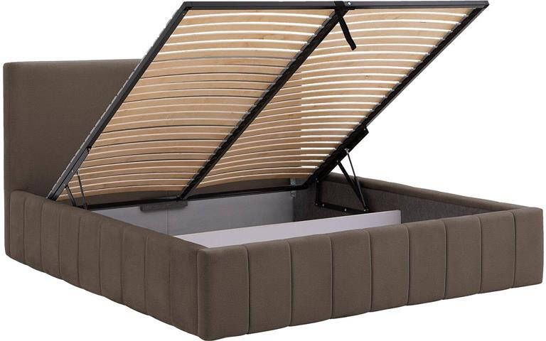 Goossens Bedframe Carte 140 x 200 Velours middenbruin 5 Fluweel