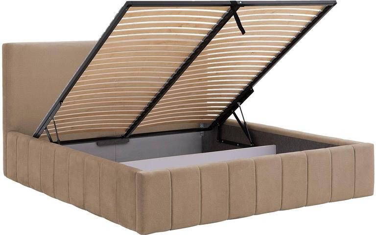 Goossens Bedframe Carte 180 x 200 Velours lichtbruin|beige 6
