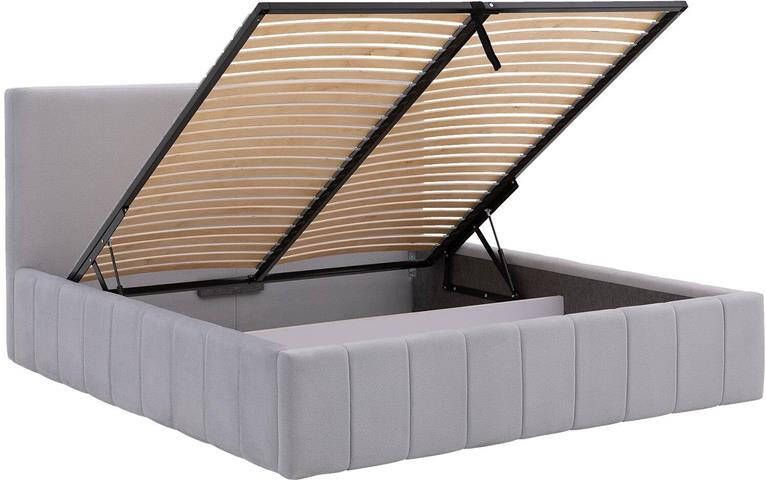 Goossens Bedframe Carte 180 x 200 Velours lichtgrijs 24 Fluweel