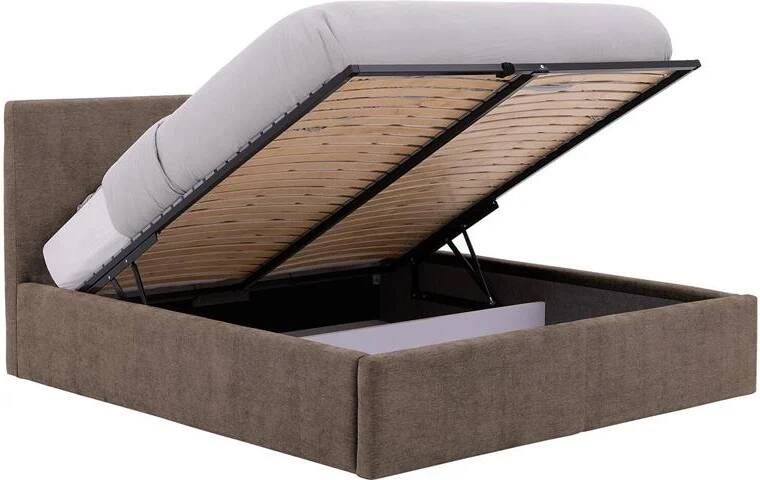 Goossens Bedframe Mysen Storage 160 x 200 Stof fijn geweven bruin