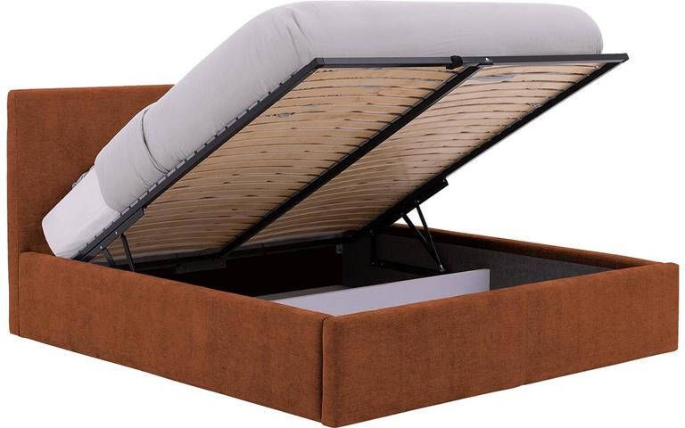 Goossens Bedframe Mysen Storage 160 x 200 Stof fijn geweven brique