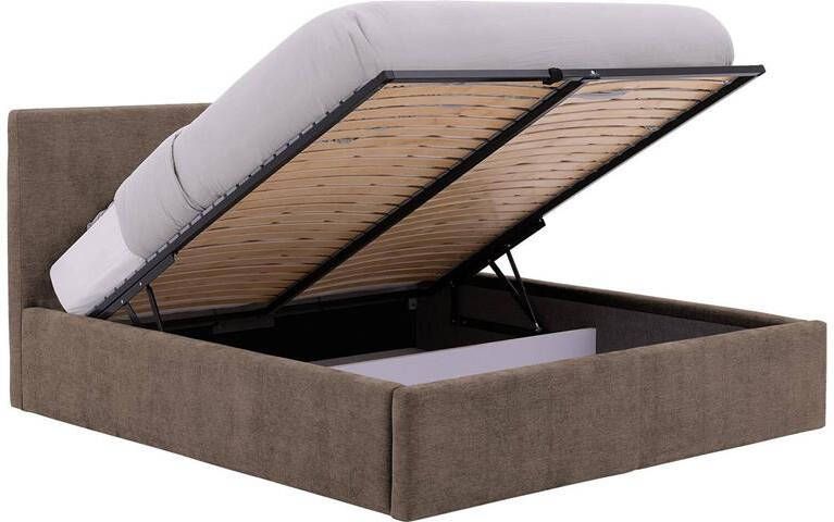 Goossens Bedframe Mysen Storage 180 x 200 Stof fijn geweven bruin