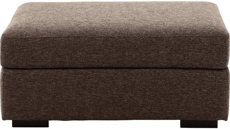 Goossens Hocker Lucca in stof grof geweven chocoladebruin