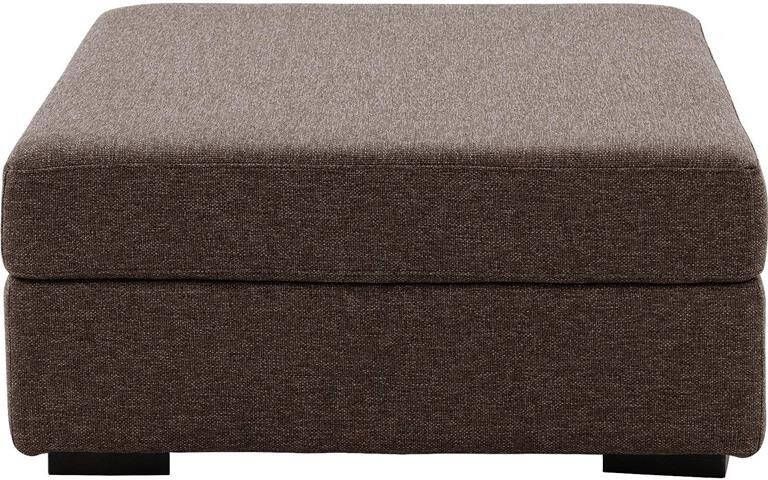 Goossens Hocker Lucca in stof grof geweven chocoladebruin