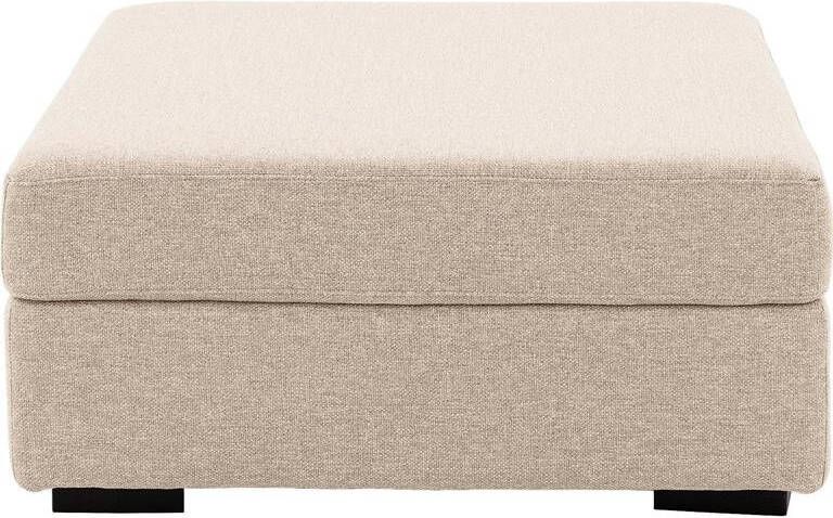 Goossens Hocker Lucca in stof grof geweven naturel