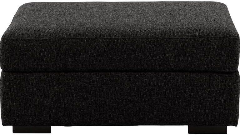 Goossens Hocker Lucca in stof grof geweven onyx