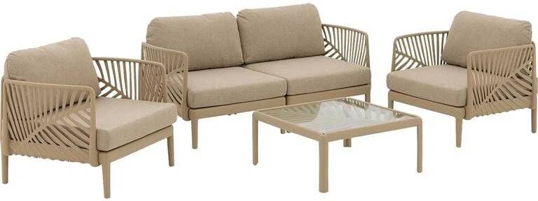 Goossens Loungeset Fazal Bank met 2 fauteuils en tafel