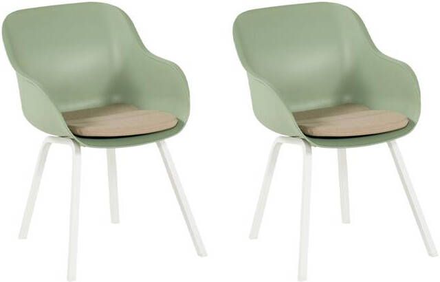 Hartman Le Soleil Element dining stoel wit frame kuip Sage green met taupe kussen