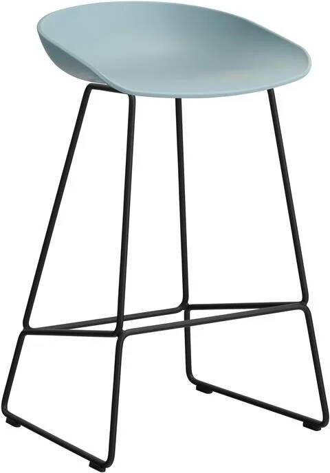 HAY About a Stool AAS38 Barkruk H 65 cm Black Steel Dusty Blue