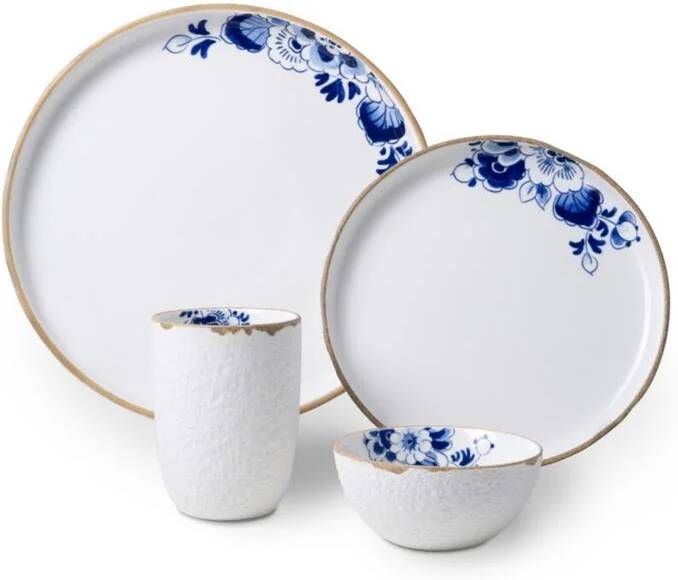 Heinen Delfts Blauw | Serviesset van 4 Blauw Bloesem | 4 st.